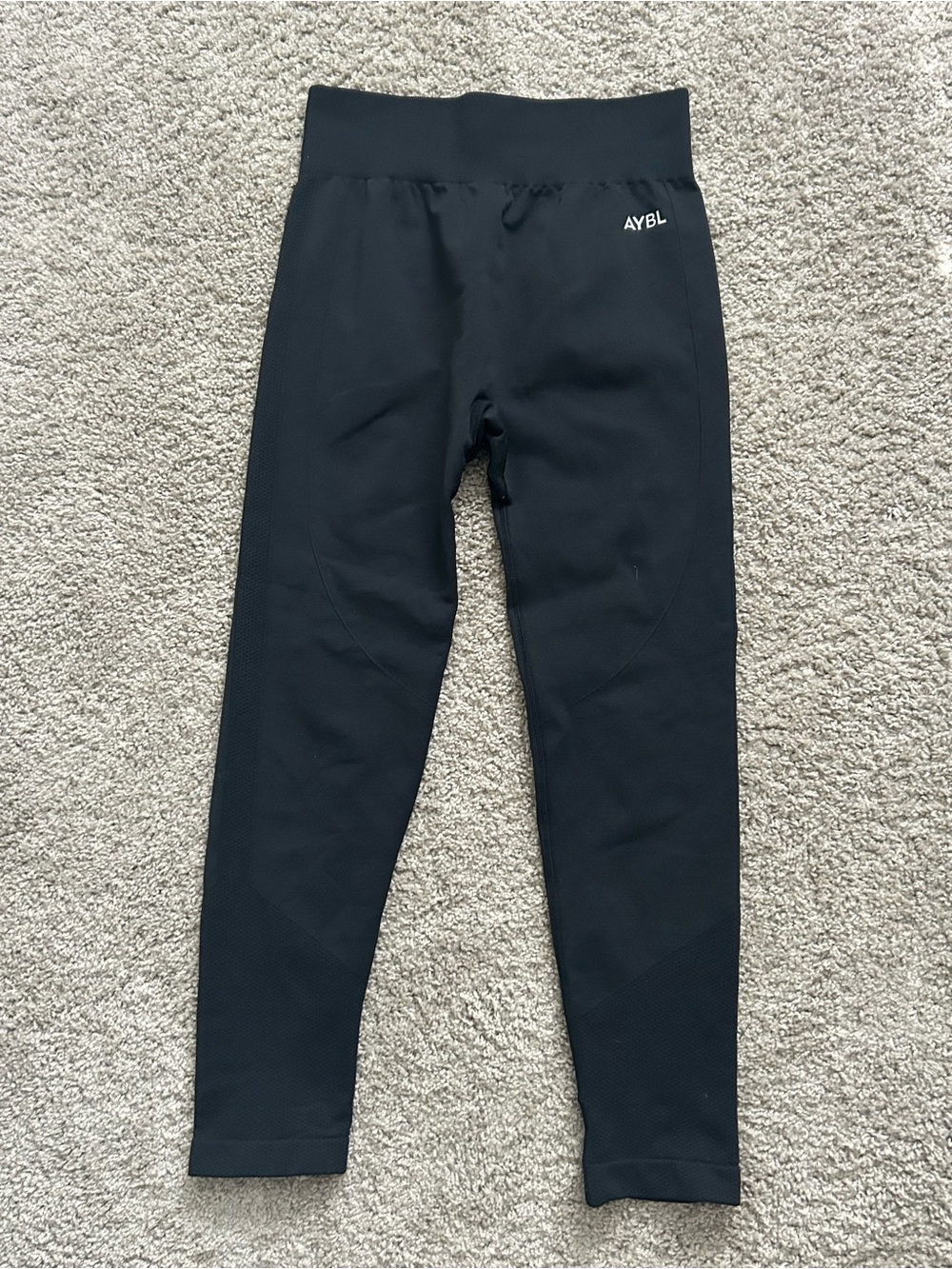 AYBL Women’s Black Ankle Leggings Logo Accent High Rise Activewear Size M